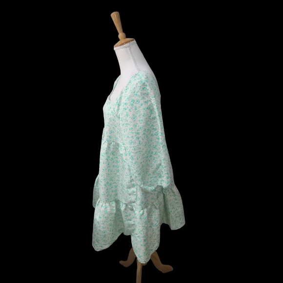 LEVIS DRESS WOMENS XL ELECTRIC GREEN FLORAL DOLCI BABYDOLL WITH POCKETS NEW - Picture 5 of 10